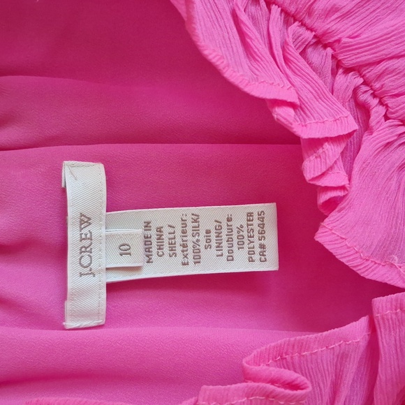 NWT Jcrew neon pink ruffle neck blouse - Picture 3 of 5